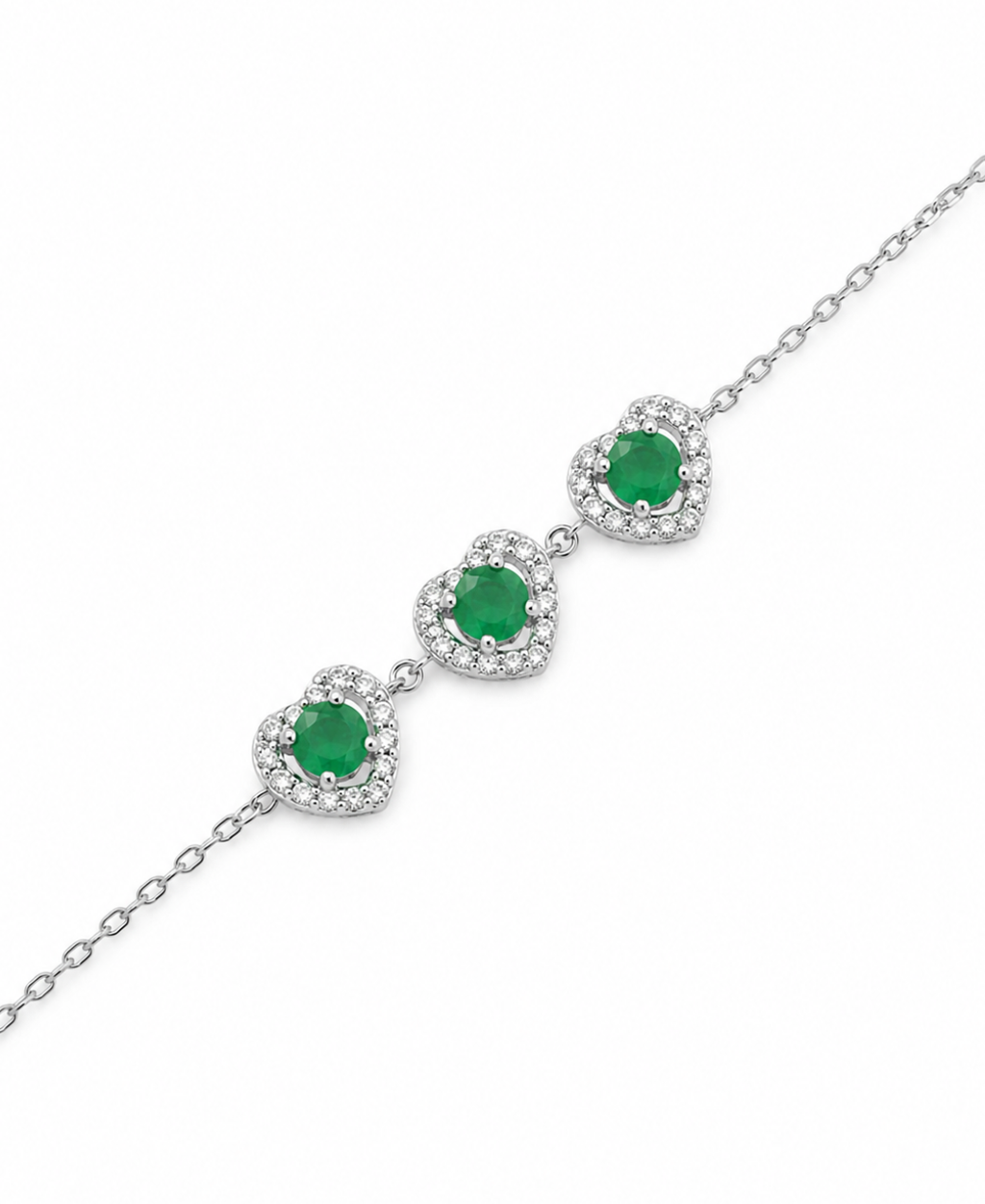 Pulsera corazones esmeralda