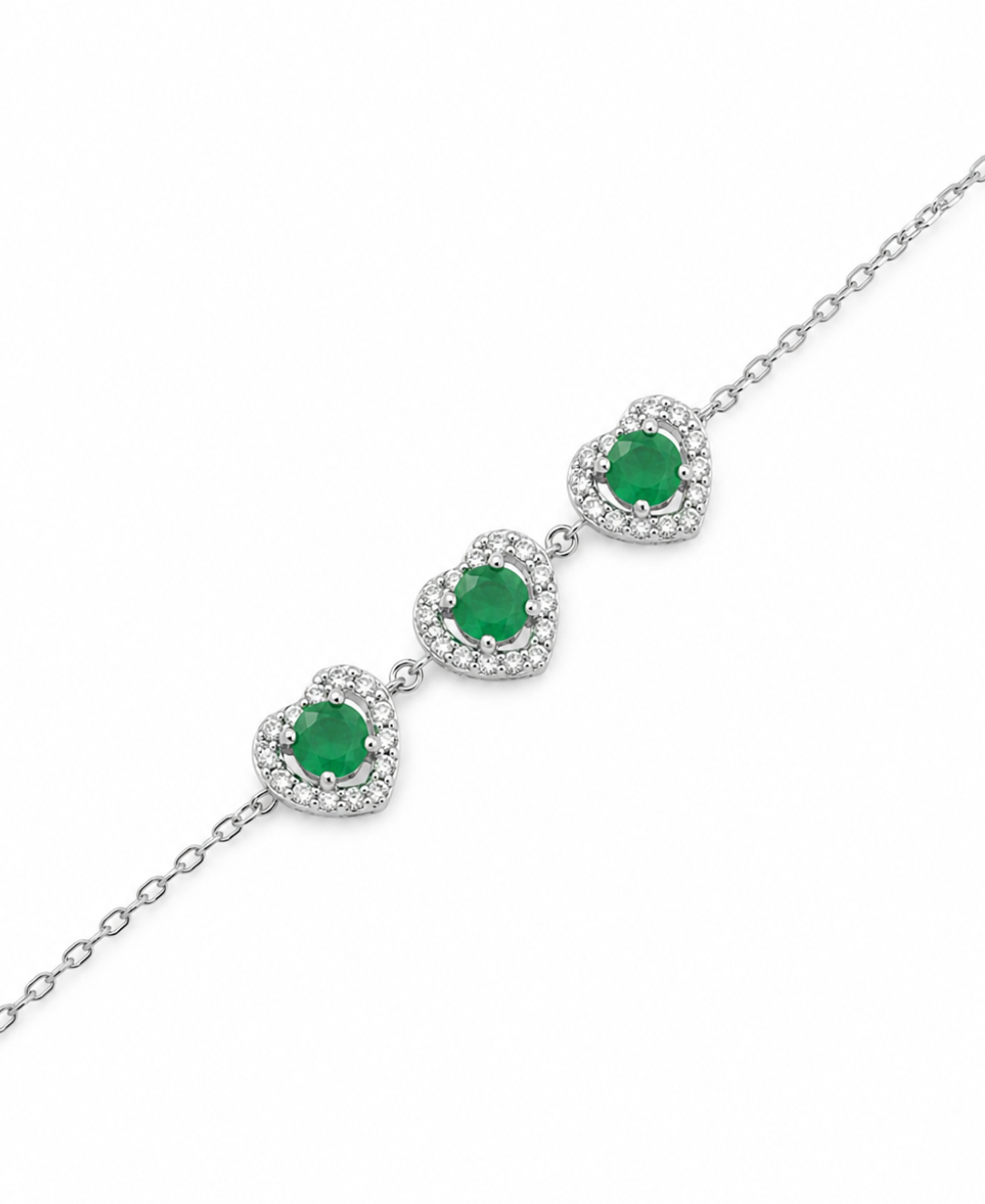 Pulsera corazones esmeralda