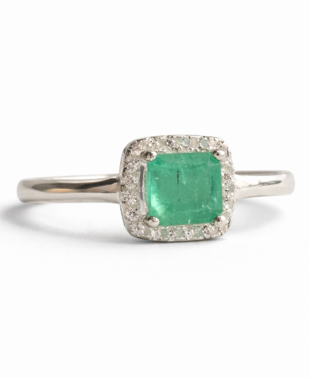 Esmeralda cuadrado anillo