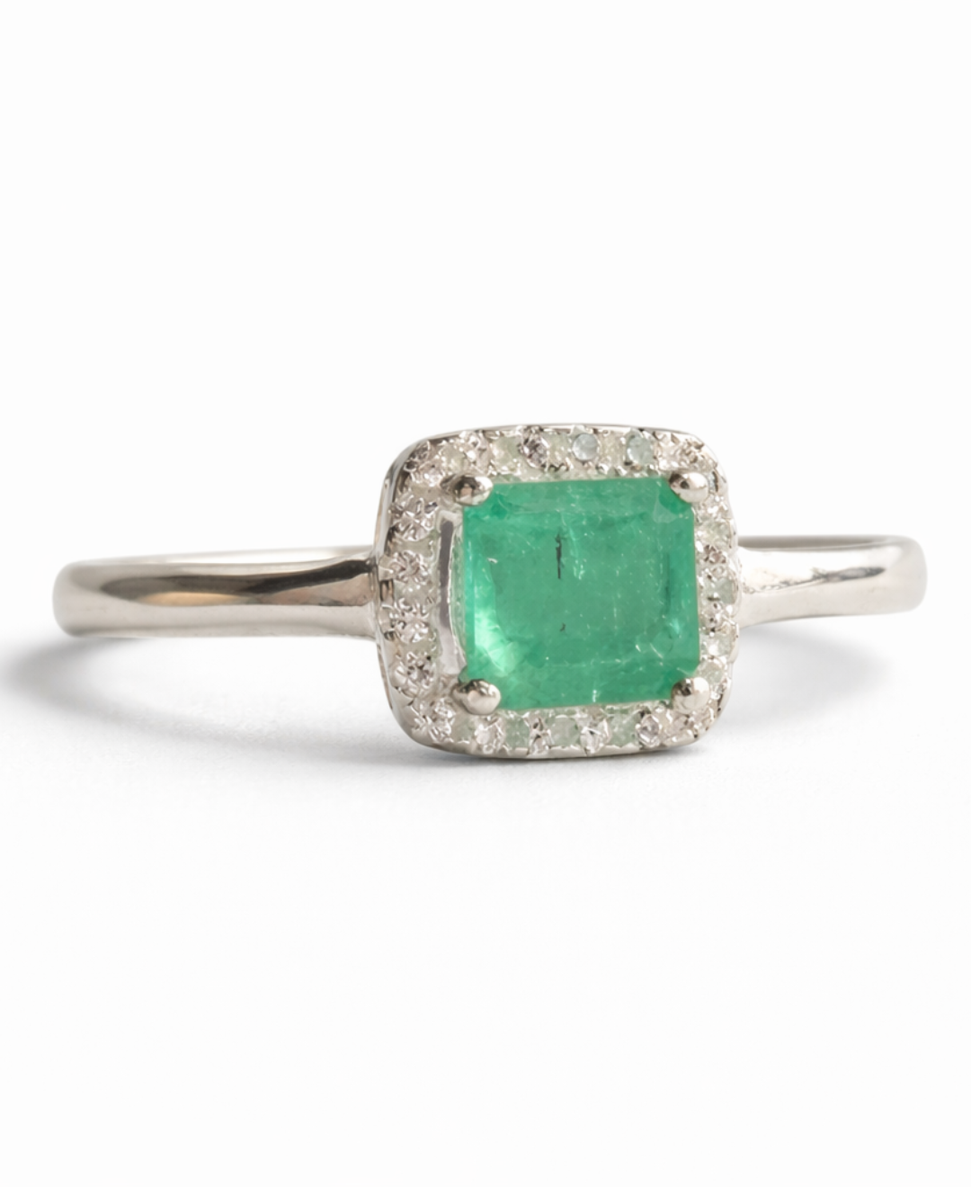 Esmeralda cuadrado anillo