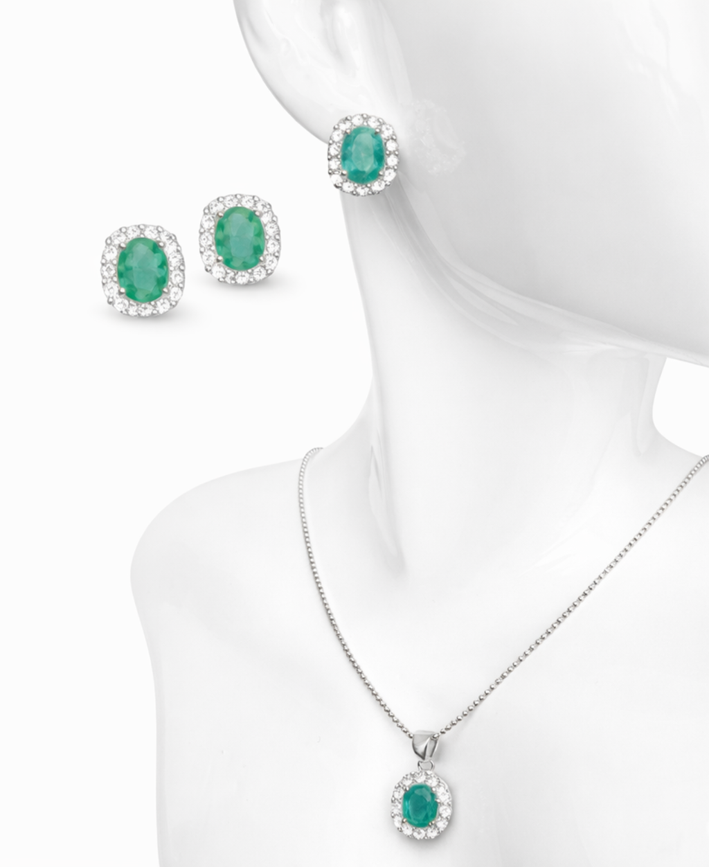 Set óvalo verde real