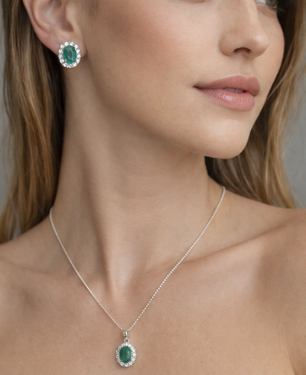 Set óvalo verde real