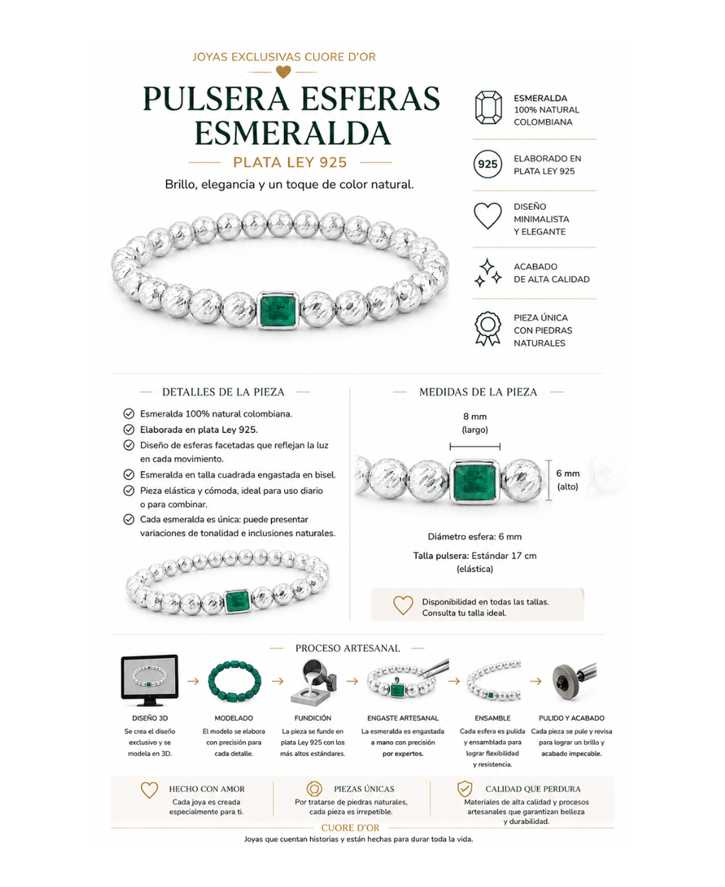 Pulsera esmeralda central