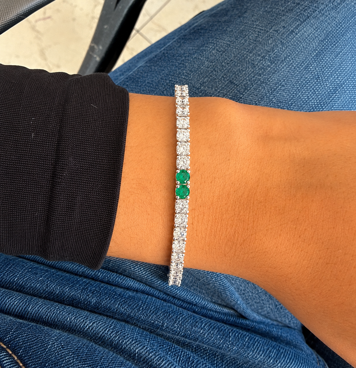Pulsera Tenis evora 2 esmeraldas